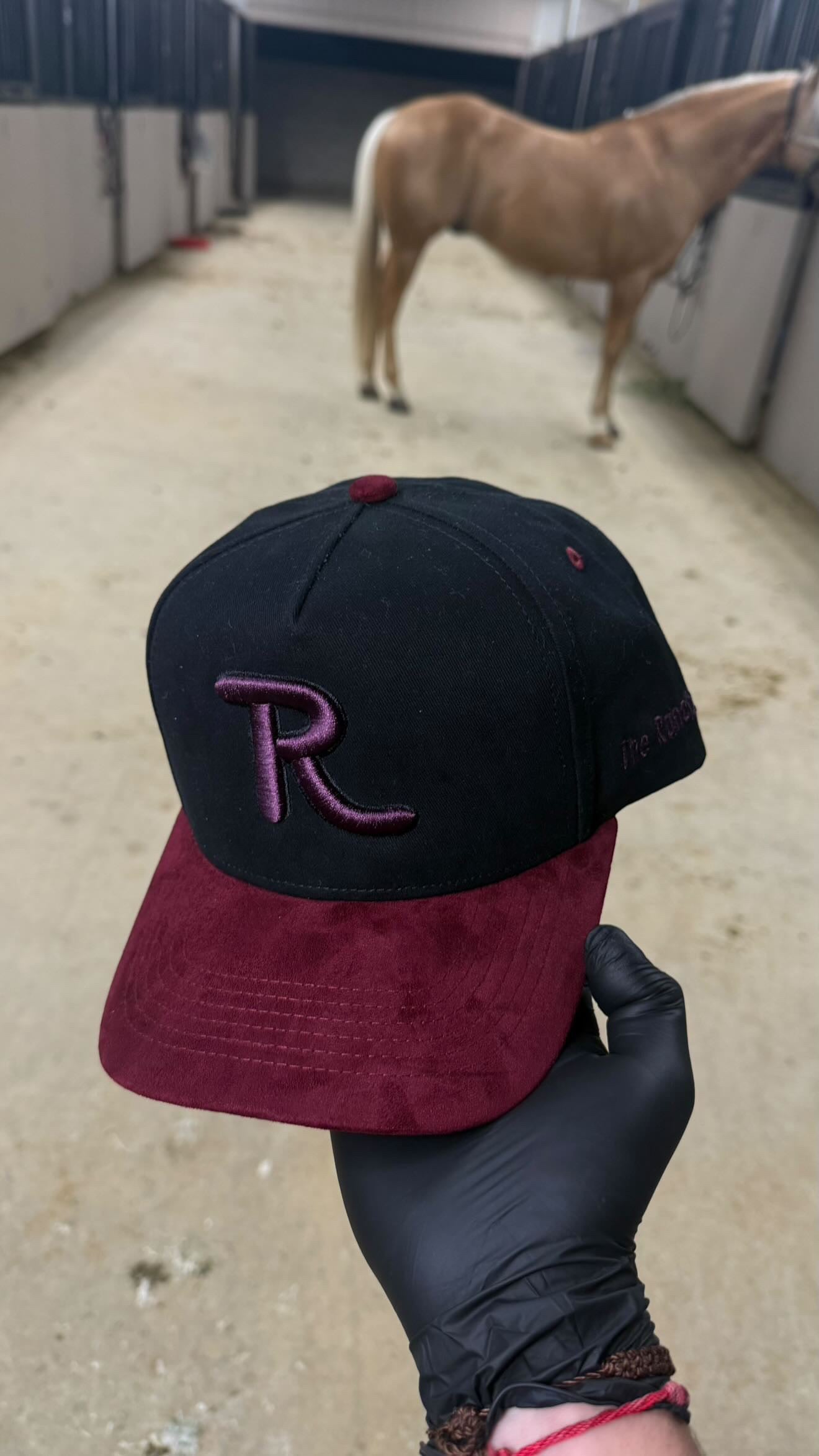 Wine red on black SUEDE