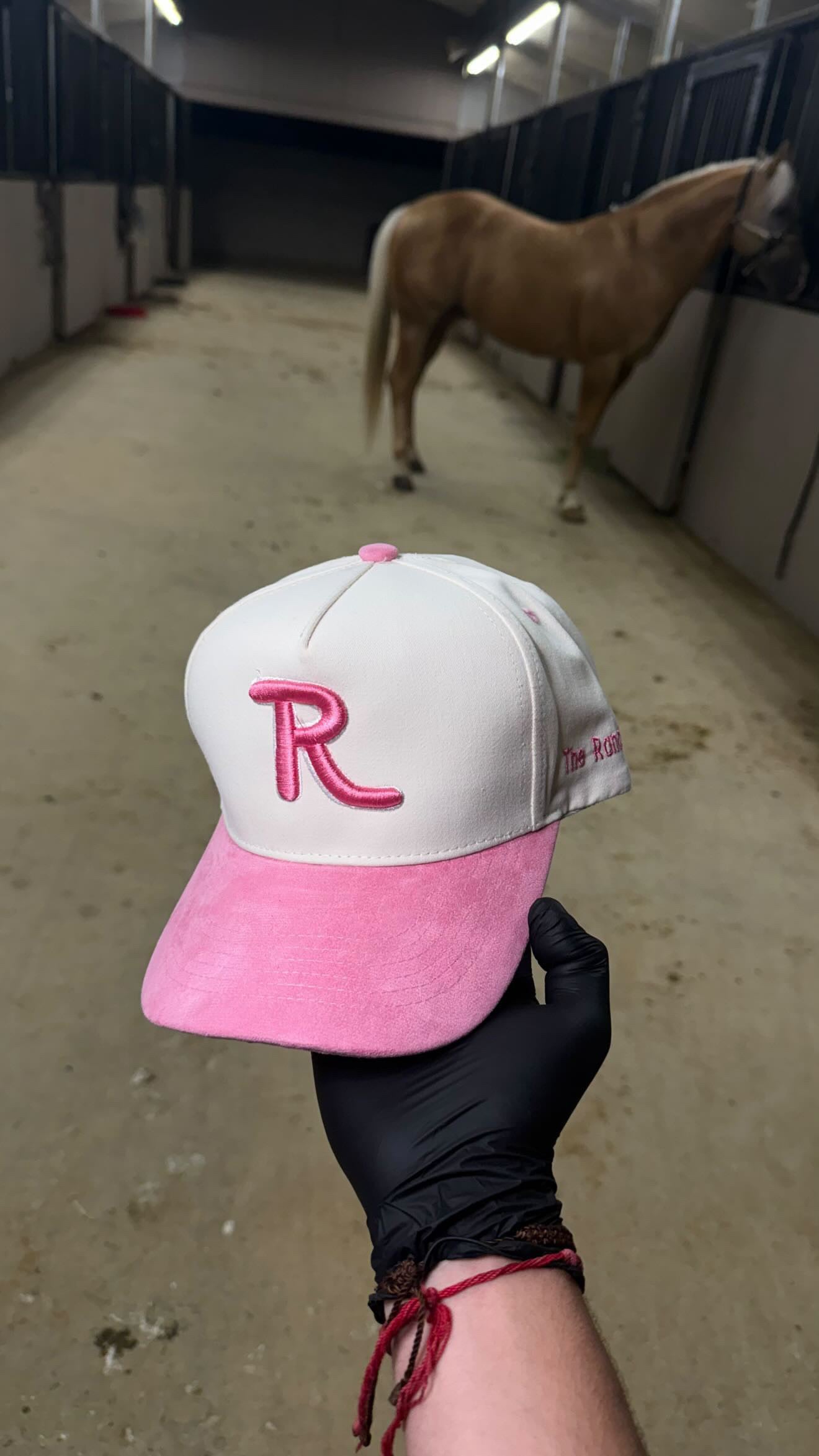 Pink with white R SUEDE